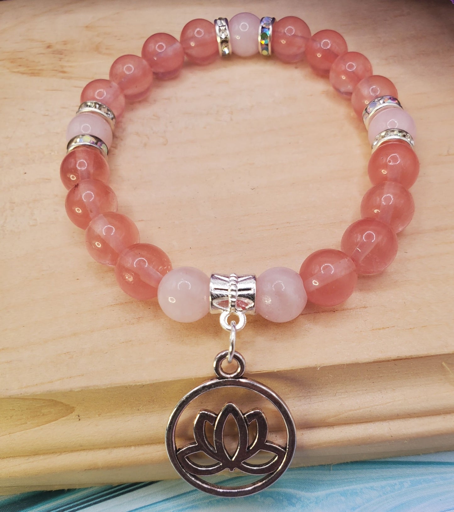 Cherry & Rose Quartz with Charm