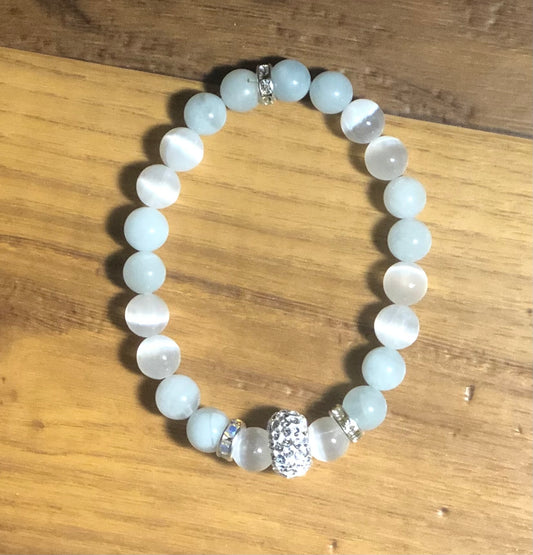Aquamarine & Selenite Bracelet